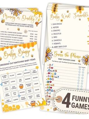 Bumble Bee Baby Shower Games for Girl Boy - 4 Funny Party Games NWT